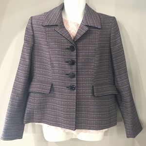 Pink black white tweed blazer 6P